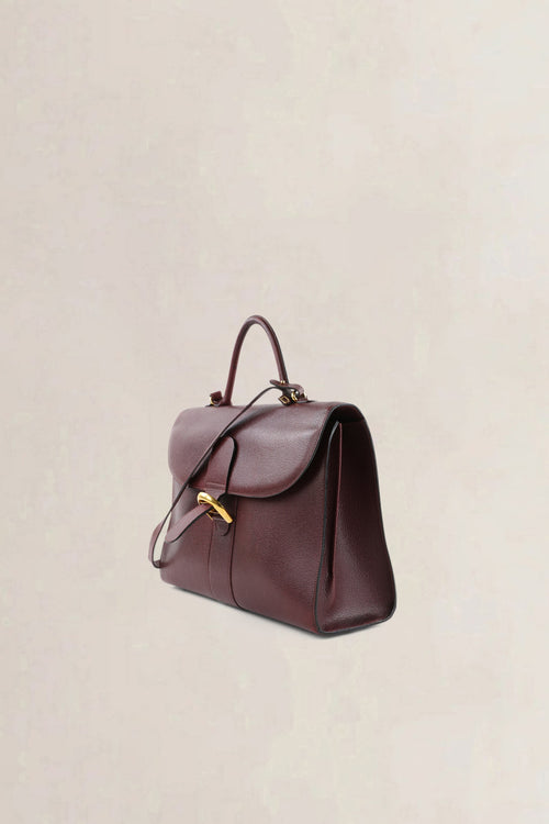 Delvaux Burgundy Jumping Calf Brillant Amethyste Briefcase Crossbody Bag