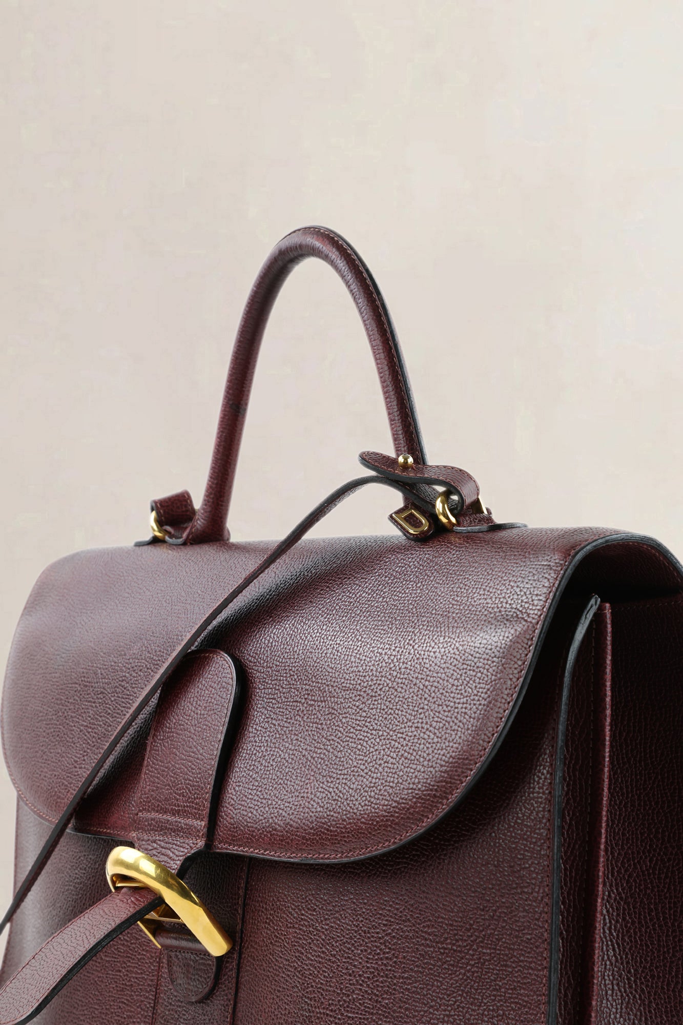 Delvaux Burgundy Jumping Calf Brillant Amethyste Briefcase Crossbody Bag