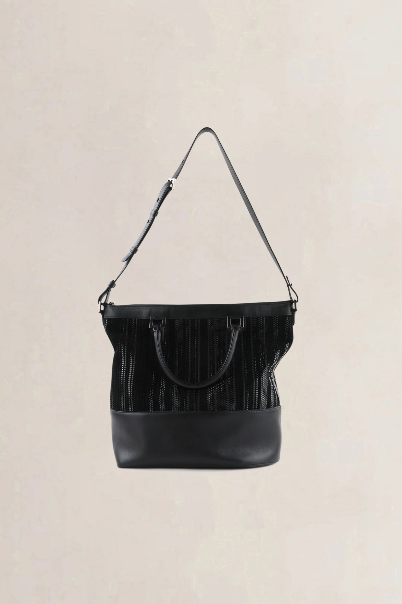Delvaux Black Toile De Cuir Leather Shoulder Bag