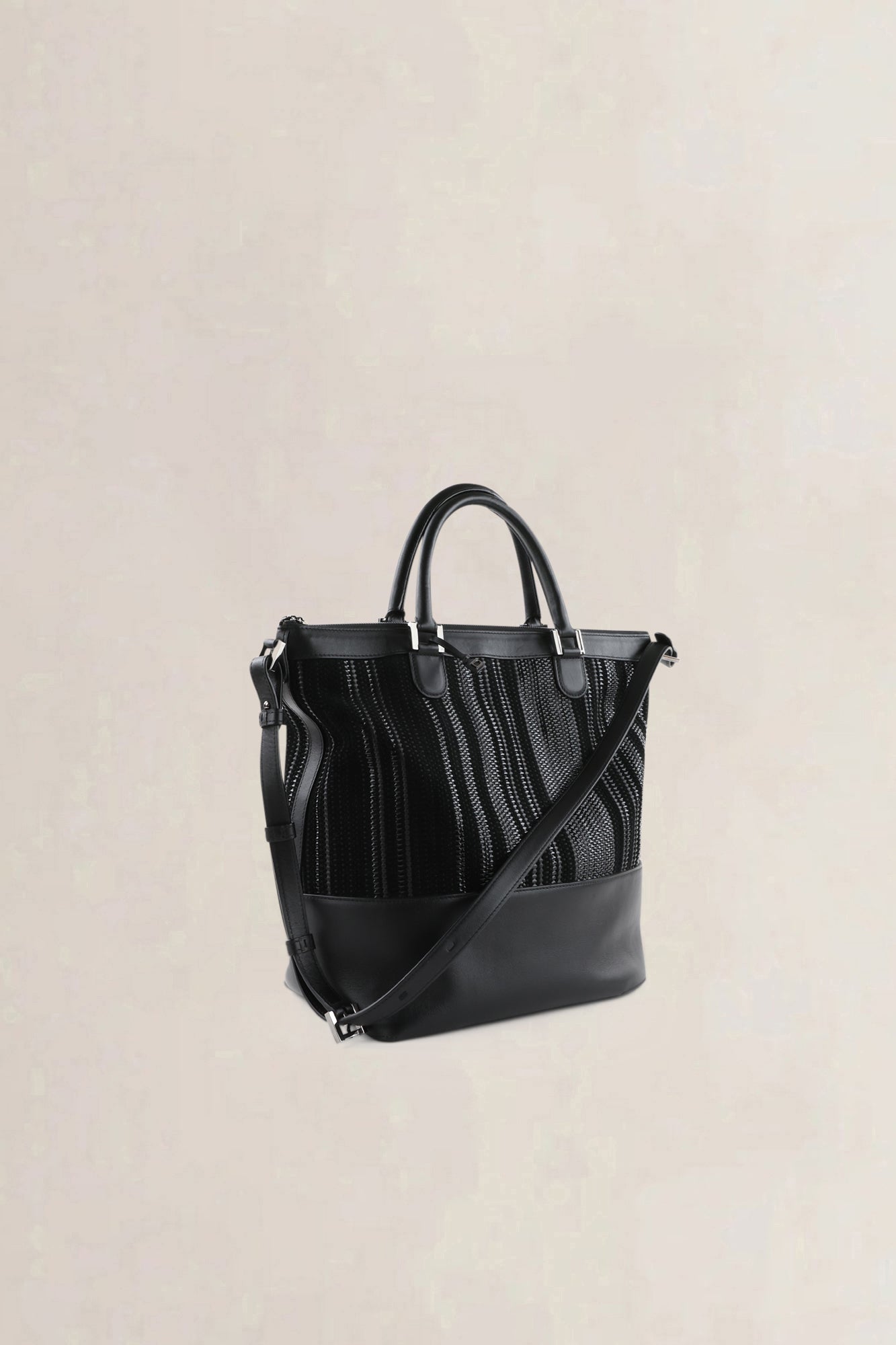 Delvaux Black Toile De Cuir Leather Shoulder Bag