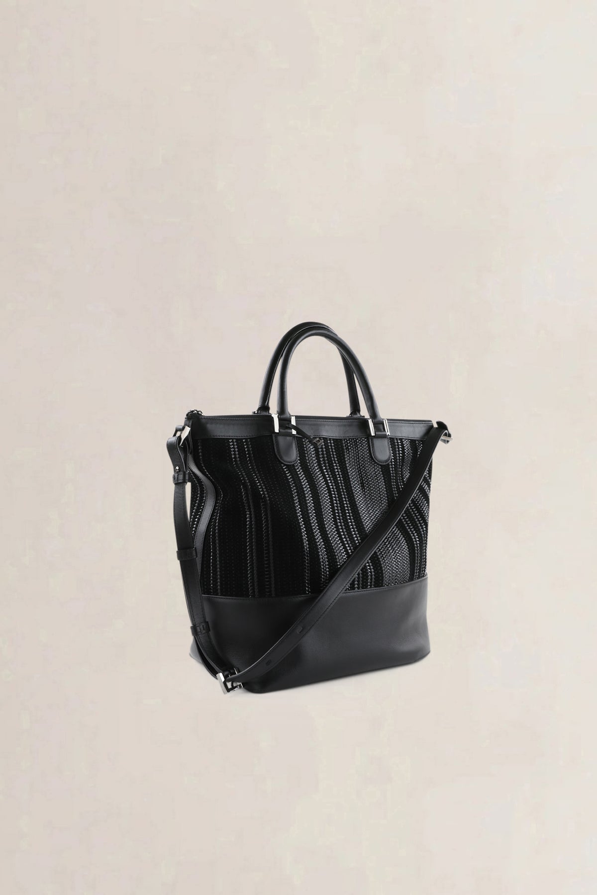 Delvaux Black Toile De Cuir Leather Shoulder Bag