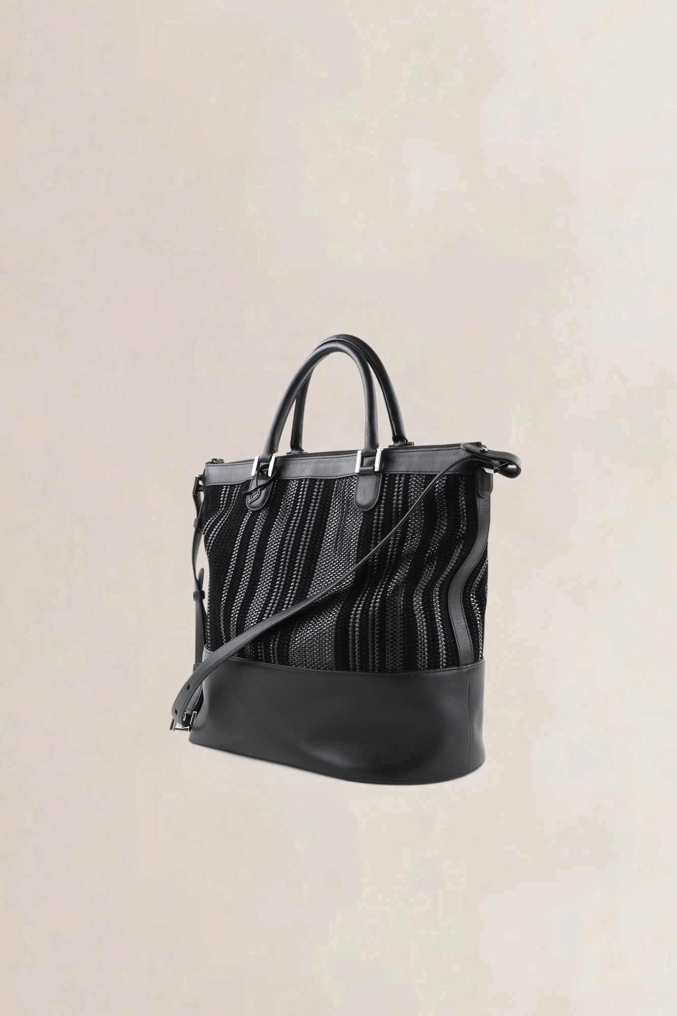 Delvaux Black Toile De Cuir Leather Shoulder Bag