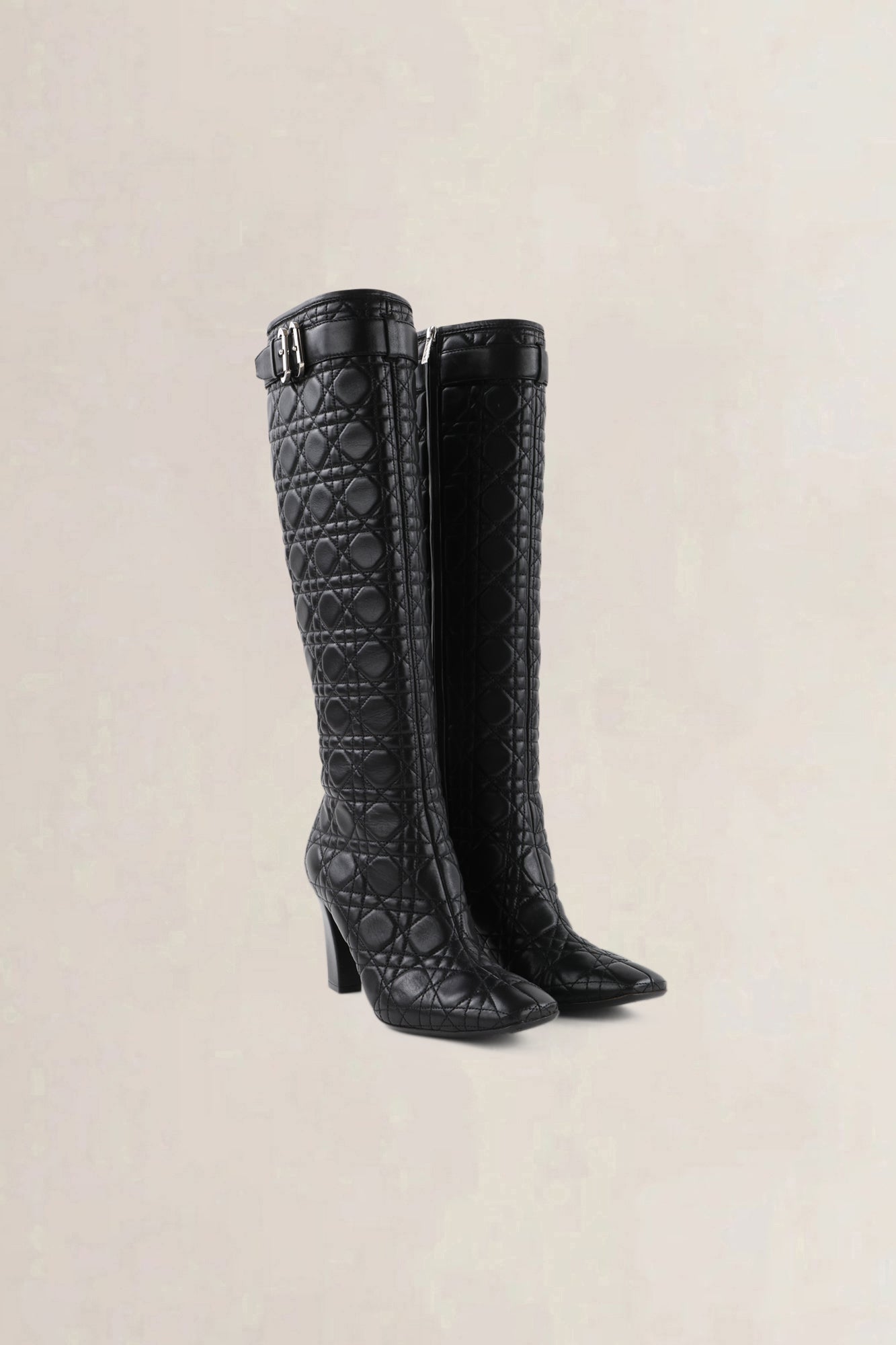 Dior Black Quilted Leather Knee-Length Boots