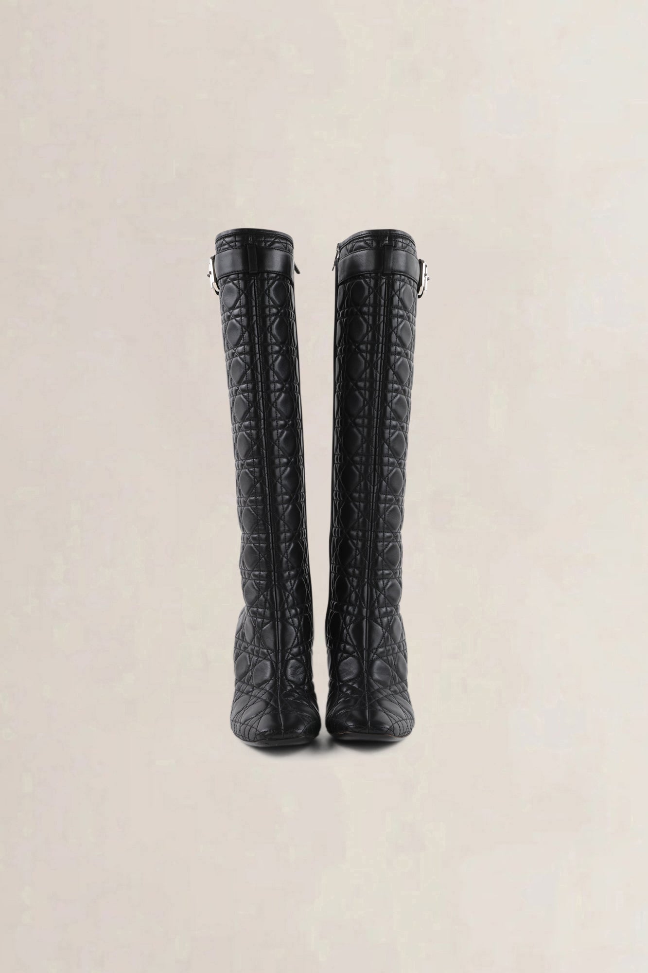 Dior Black Quilted Leather Knee-Length Boots