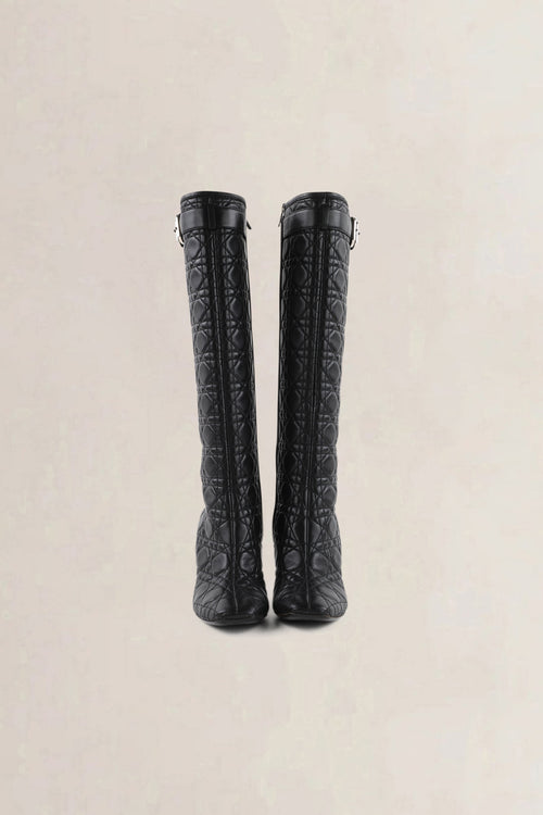 Dior Black Quilted Leather Knee-Length Boots