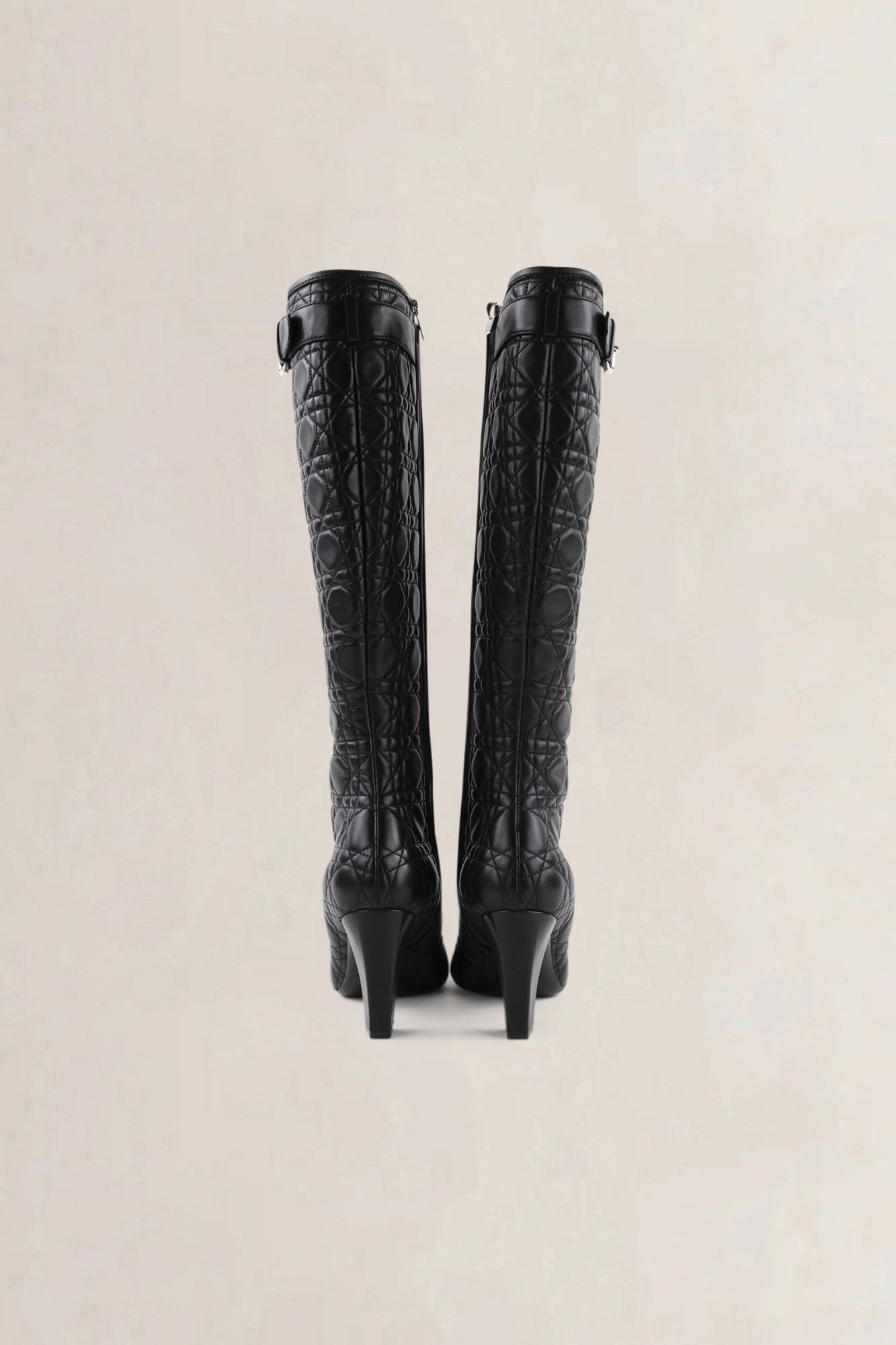 Dior Black Quilted Leather Knee-Length Boots
