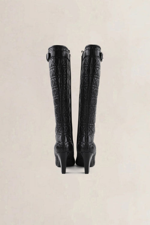 Dior Black Quilted Leather Knee-Length Boots