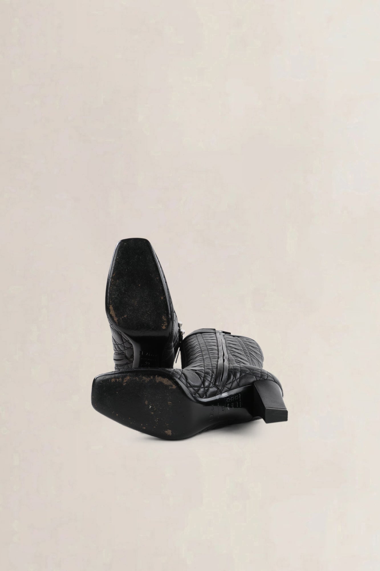 Dior Black Quilted Leather Knee-Length Boots