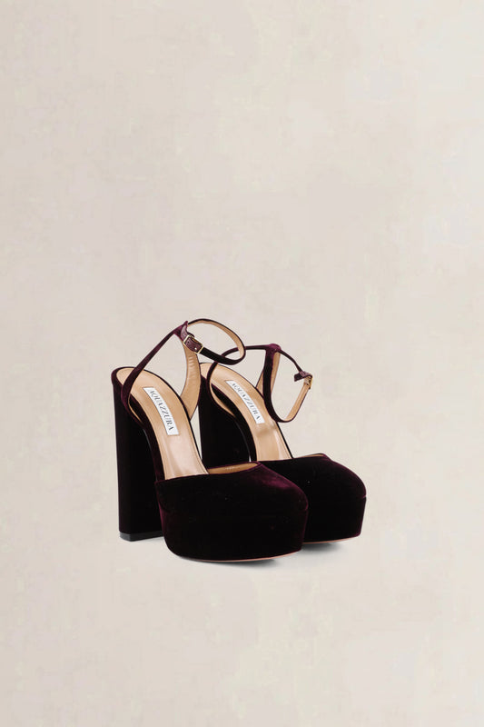 Aquazzura Purple Velvet Slingback Pumps