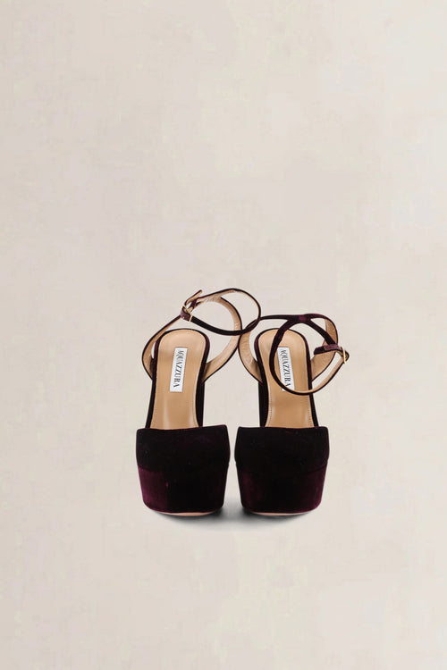 Aquazzura Purple Velvet Slingback Pumps