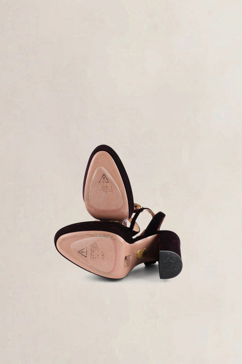 Aquazzura Purple Velvet Slingback Pumps