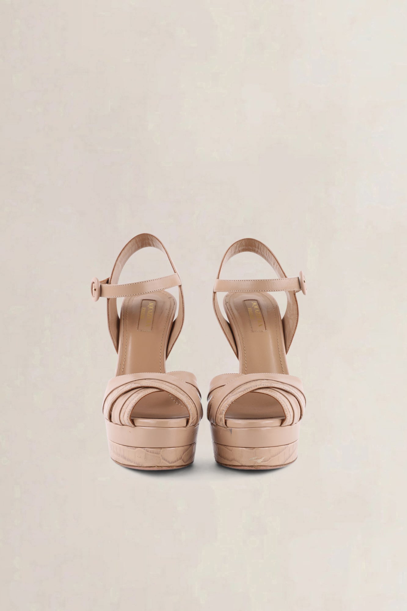 Aquazzura Beige Croc Embossed Pumps