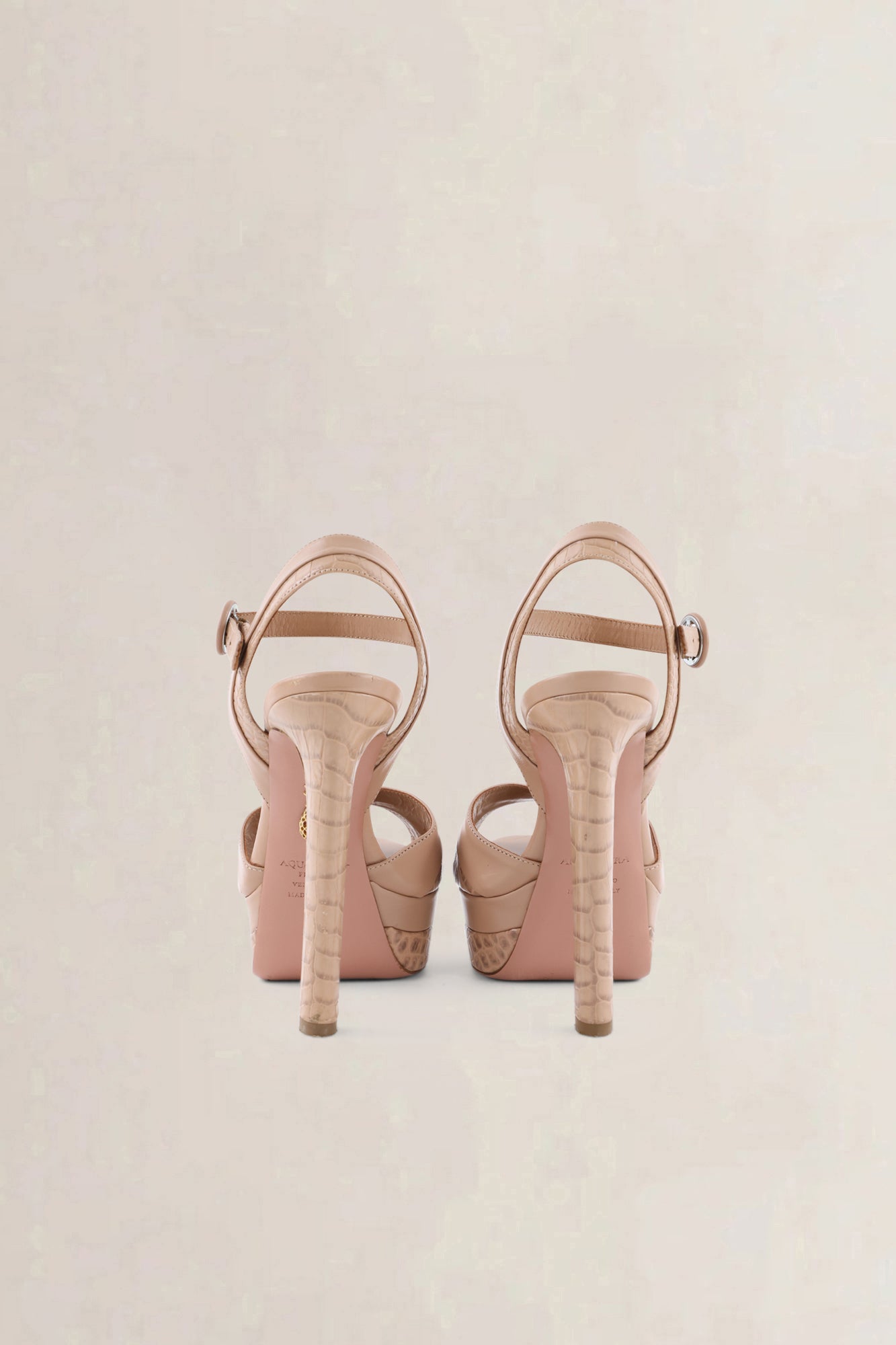 Aquazzura Beige Croc Embossed Pumps