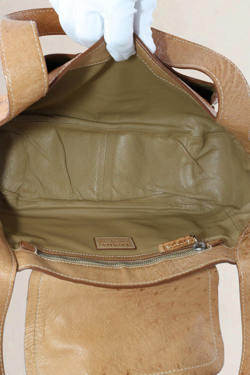 Prada Brown Ostrich Leather Shoulder Bag