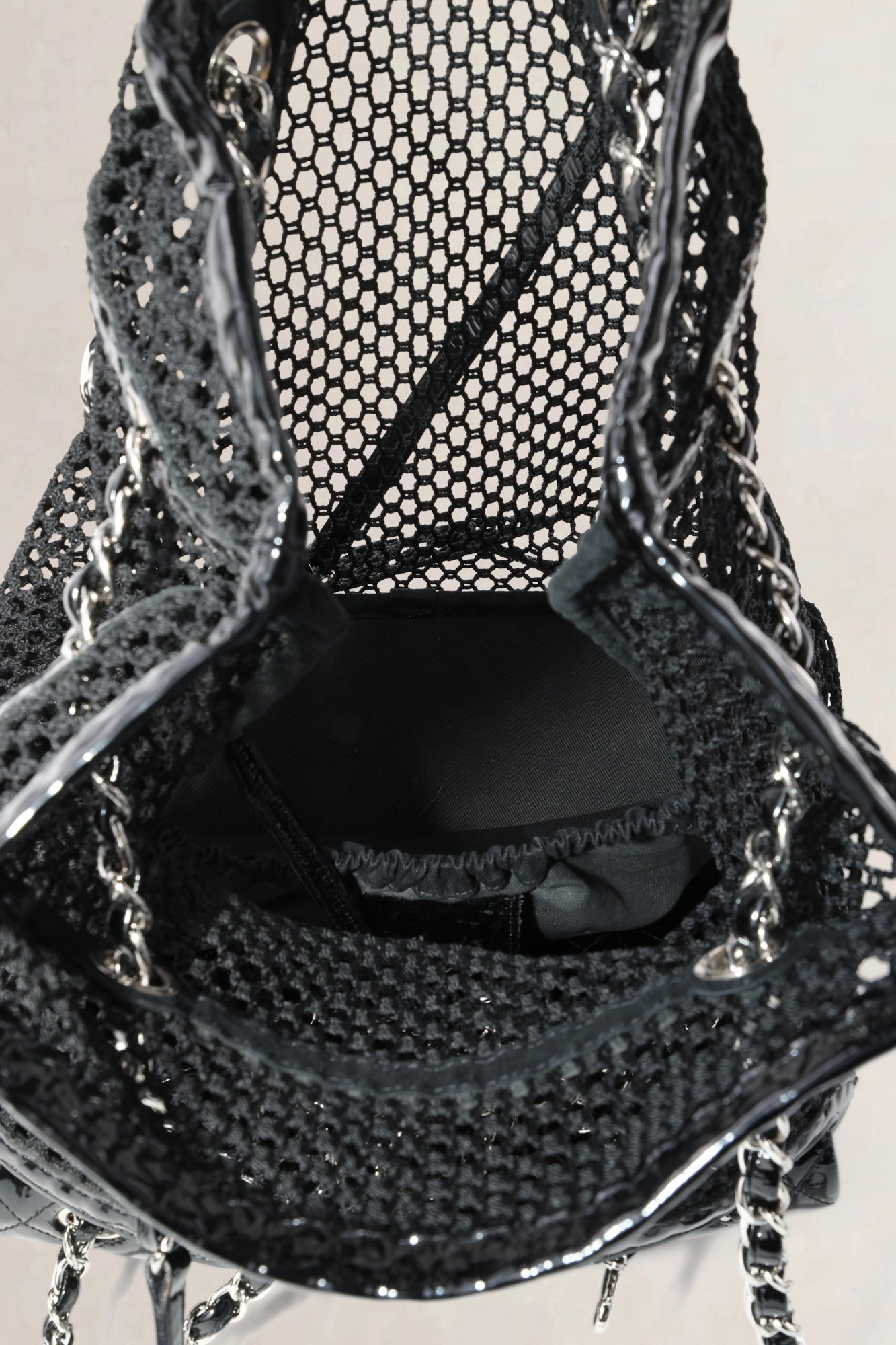 Chanel Black Patent Leather La Madrague Shoulder Bag