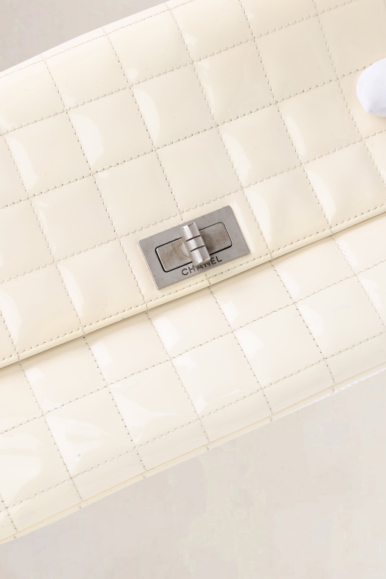 Chanel White Patent Leather Crossbody Bag