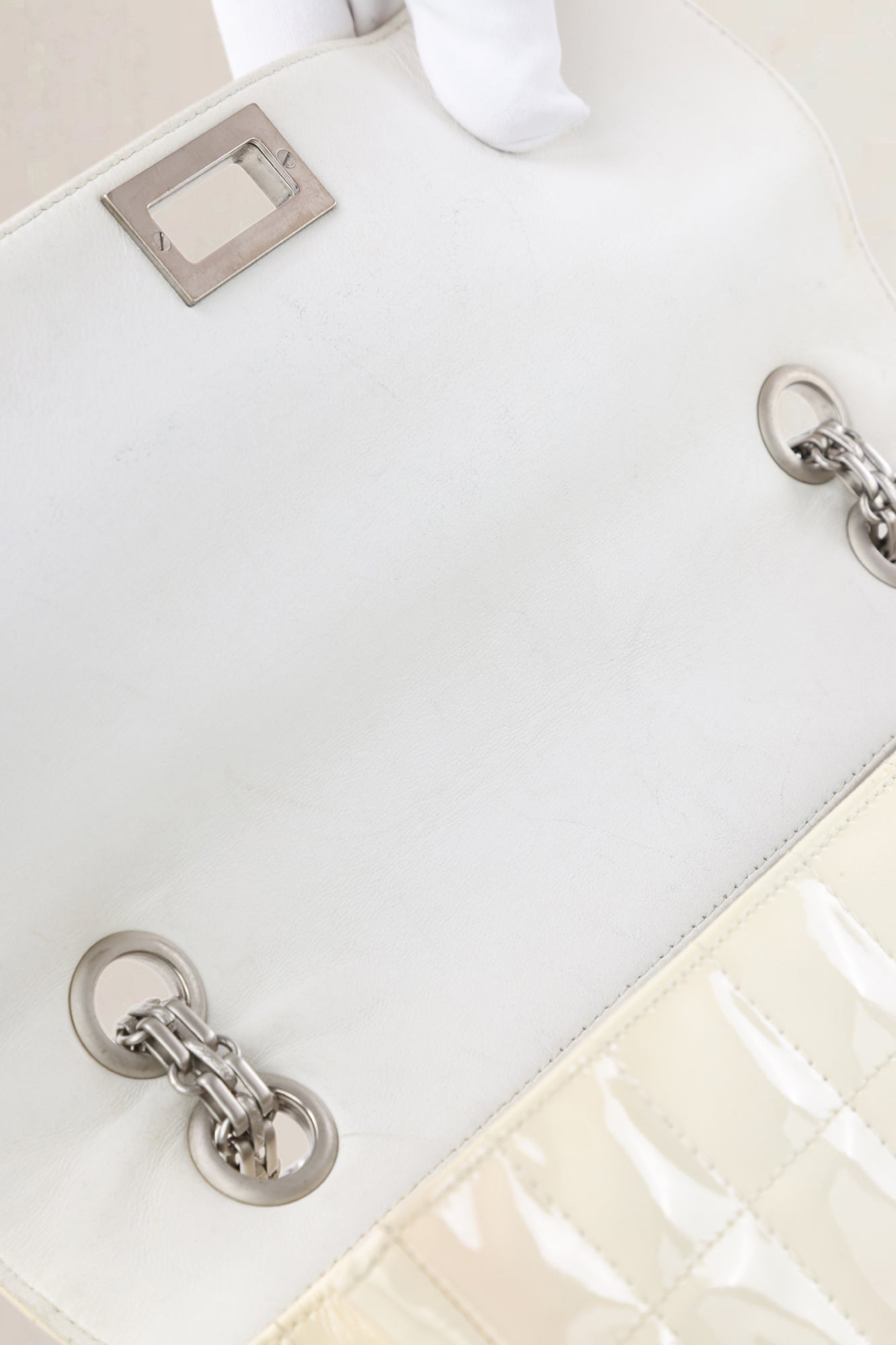 Chanel White Patent Leather Crossbody Bag