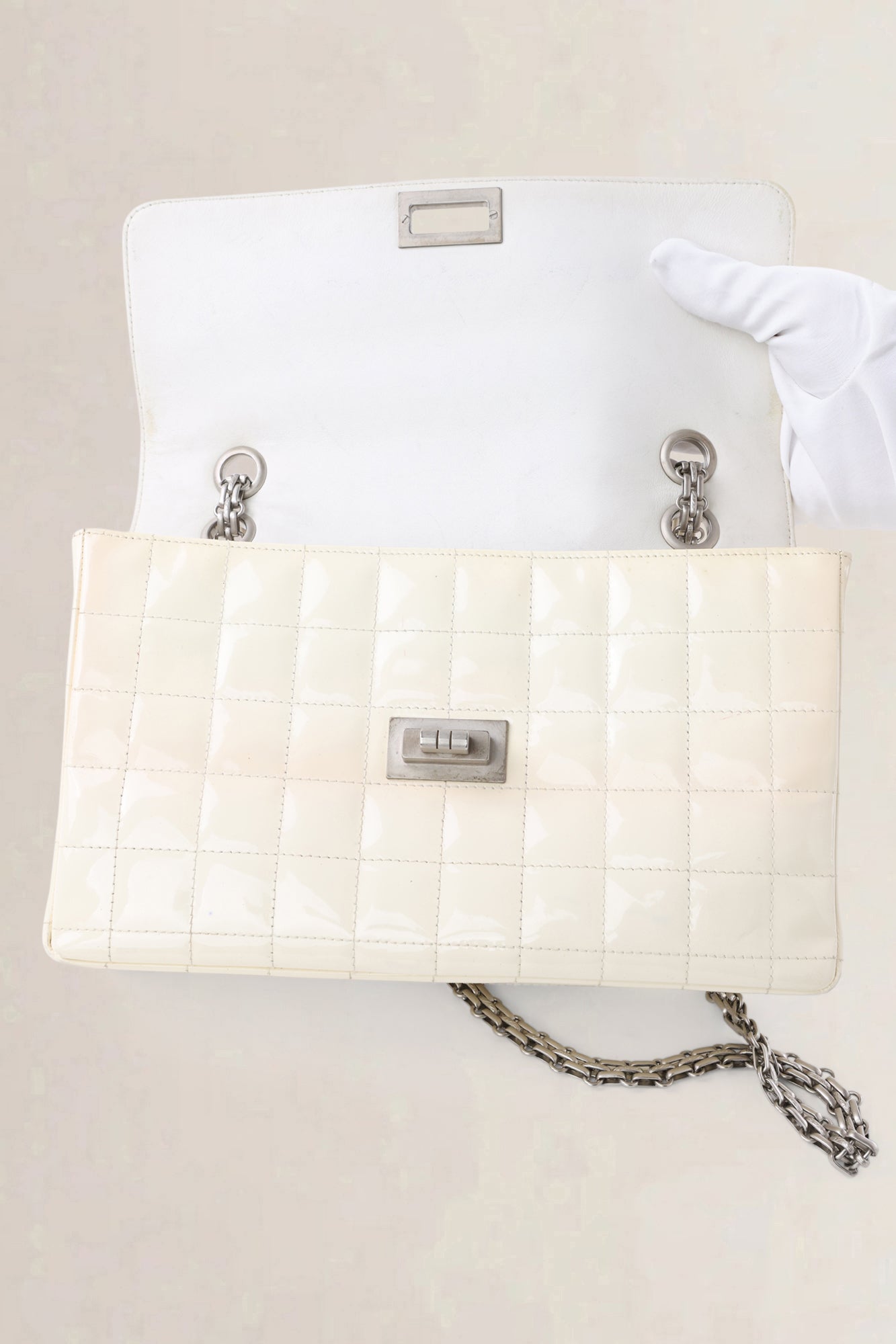 Chanel White Patent Leather Crossbody Bag