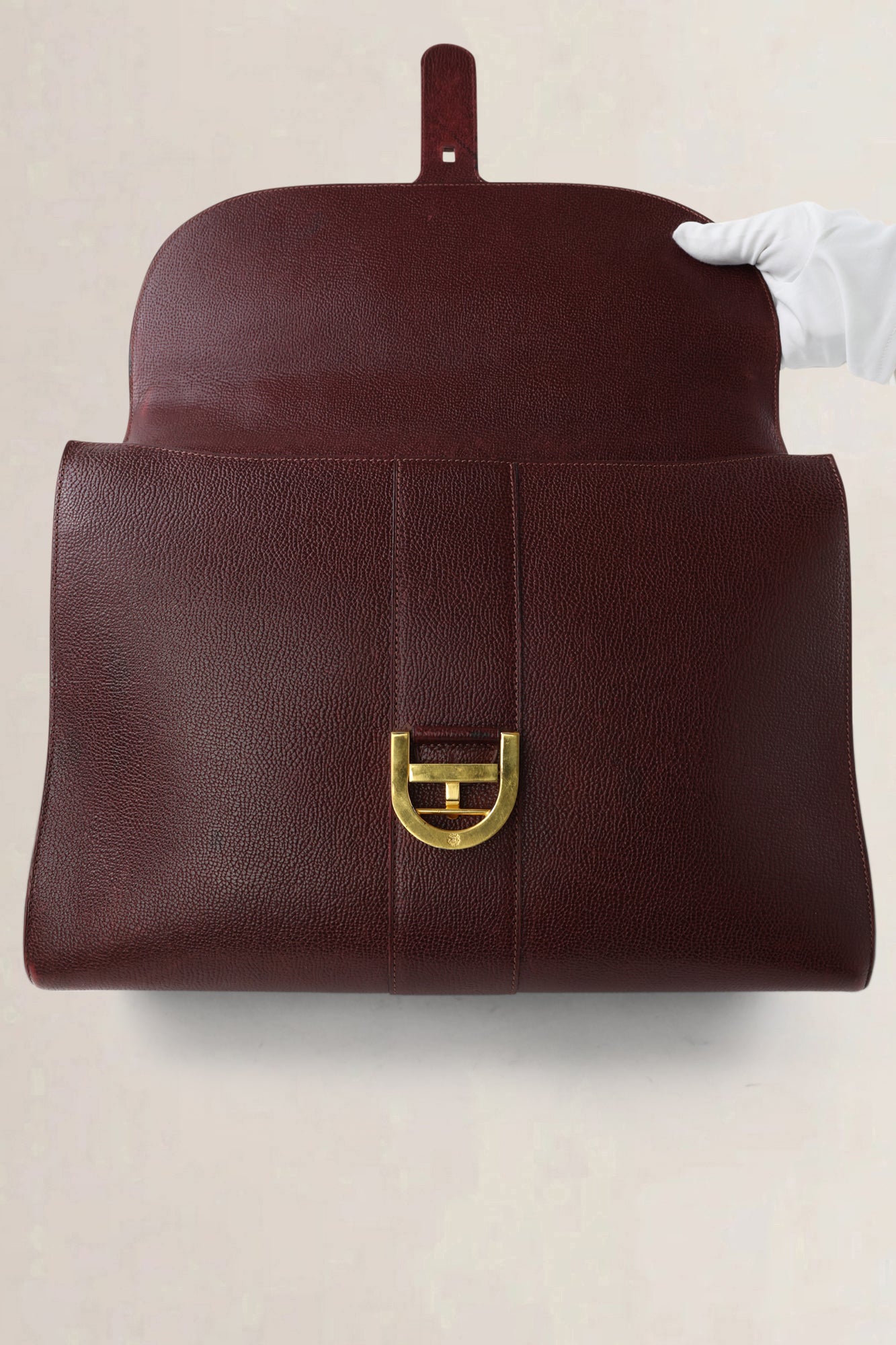 Delvaux Burgundy Jumping Calf Brillant Amethyste Briefcase Crossbody Bag