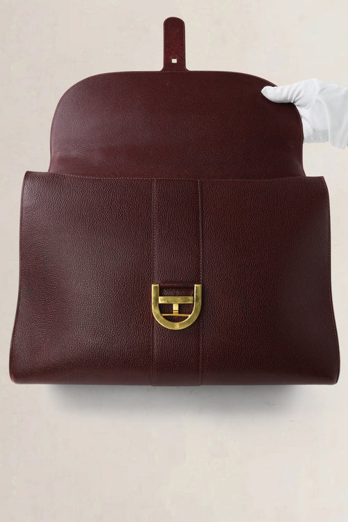 Delvaux Burgundy Jumping Calf Brillant Amethyste Briefcase Crossbody Bag