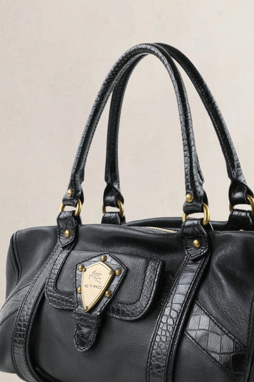 Etro Black Leather Shoulder Bag