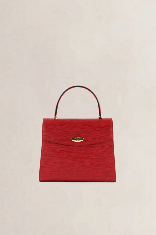 Louis Vuitton Red Epi Leather Malherbes Top Handle Bag