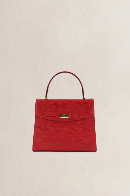 Louis Vuitton Red Epi Leather Malherbes Top Handle Bag
