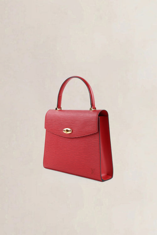 Louis Vuitton Red Epi Leather Malherbes Top Handle Bag