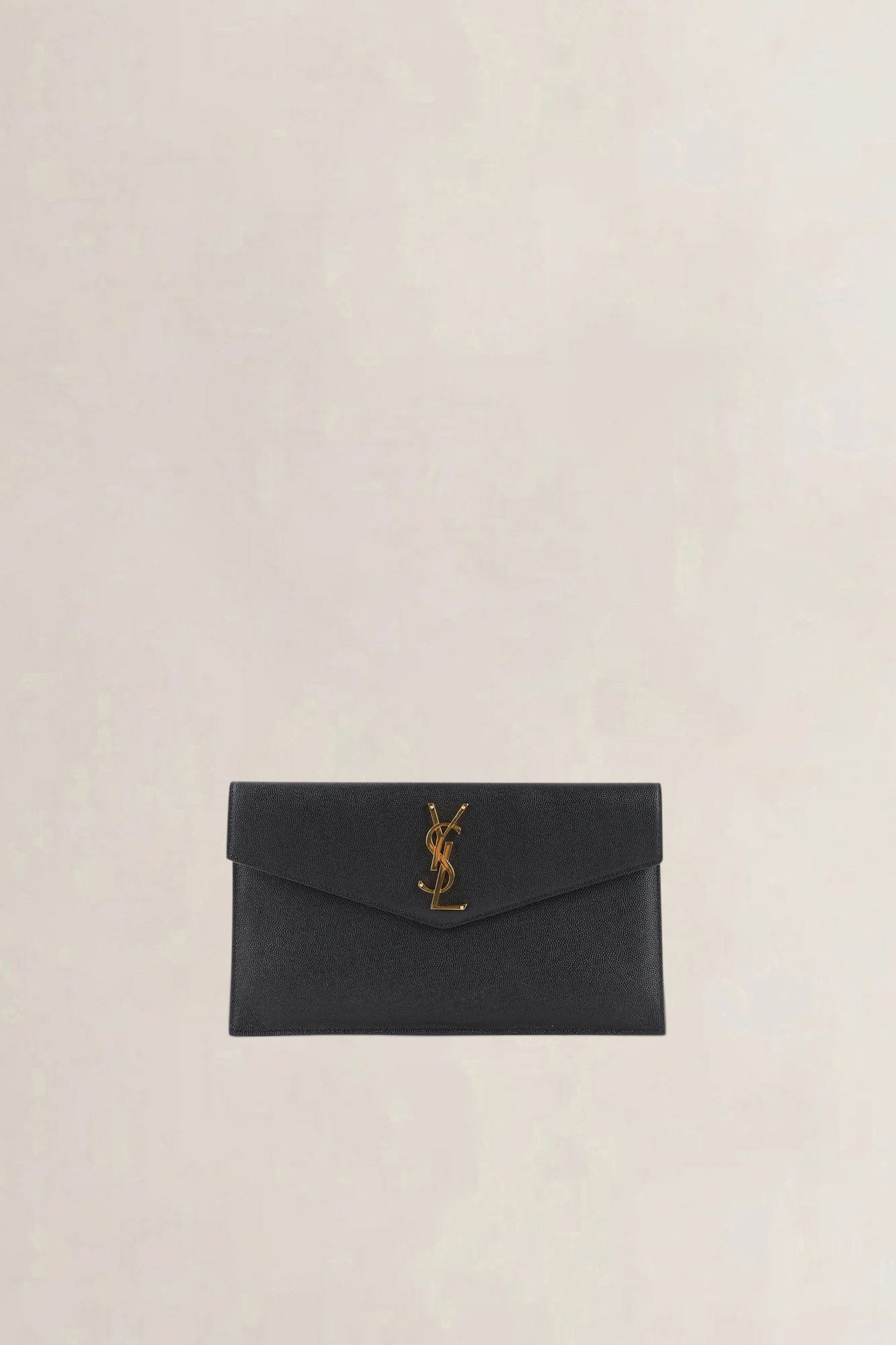 YSL Black Grained Calfskin Uptown Clutch