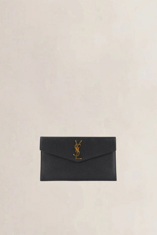 YSL Black Grained Calfskin Uptown Clutch