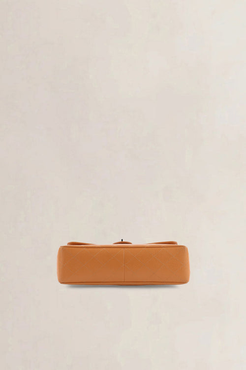 Chanel Orange/Brown Caviar Leather Single Flap Shoulder Bag