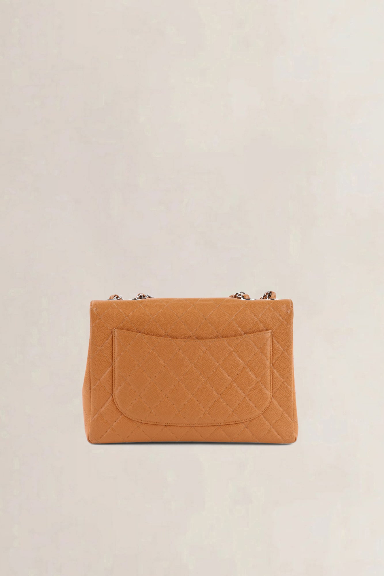 Chanel Orange/Brown Caviar Leather Single Flap Shoulder Bag