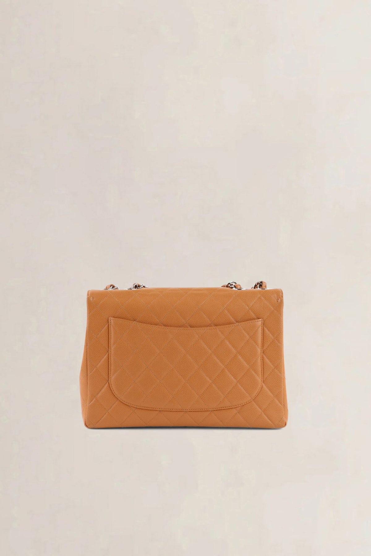 Chanel Orange/Brown Caviar Leather Single Flap Shoulder Bag