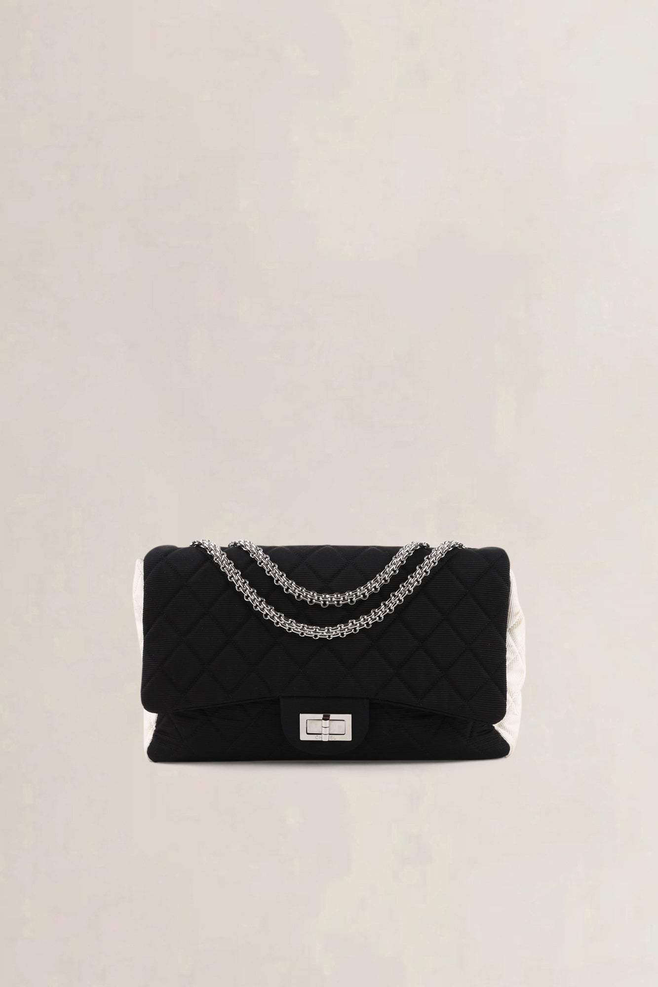 Chanel Black/White Cloth 2.55 Reissue Crossbody Bag