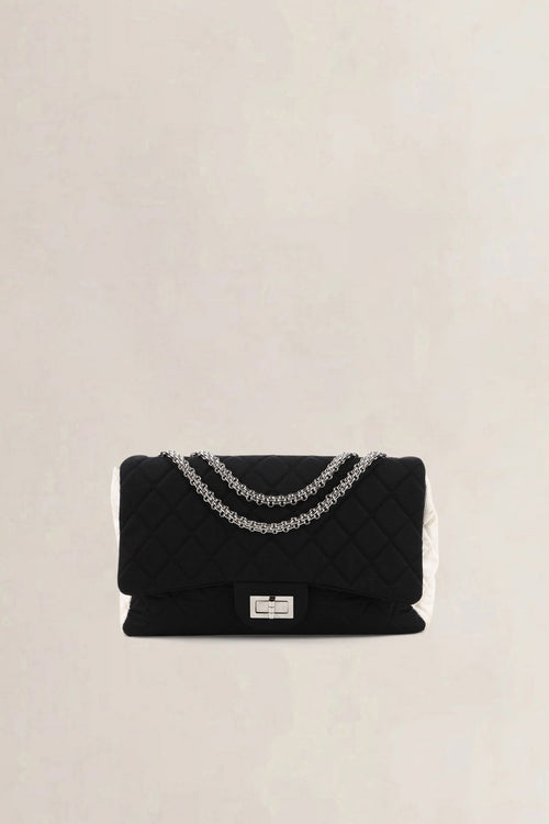 Chanel Black/White Cloth 2.55 Reissue Crossbody Bag