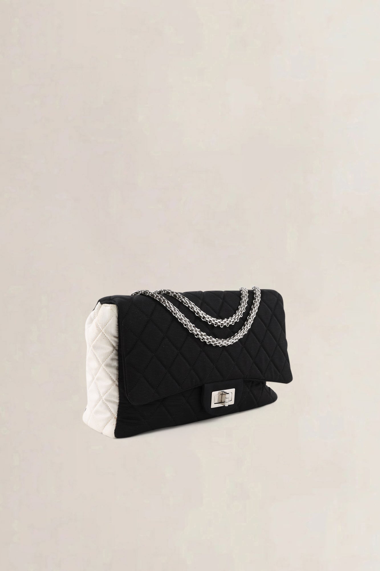 Chanel Black/White Cloth 2.55 Reissue Crossbody Bag