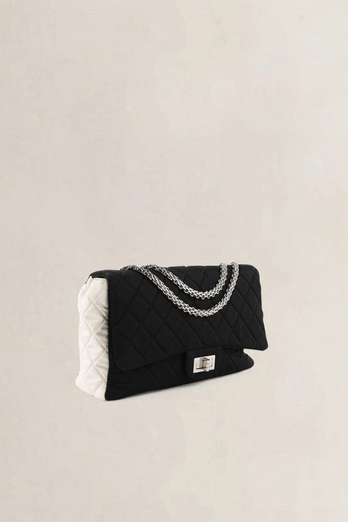 Chanel Black/White Cloth 2.55 Reissue Crossbody Bag