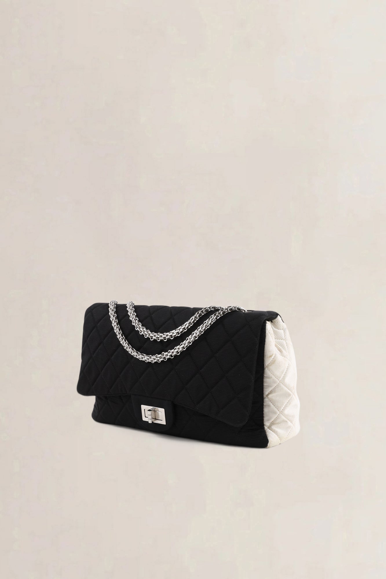 Chanel Black/White Cloth 2.55 Reissue Crossbody Bag