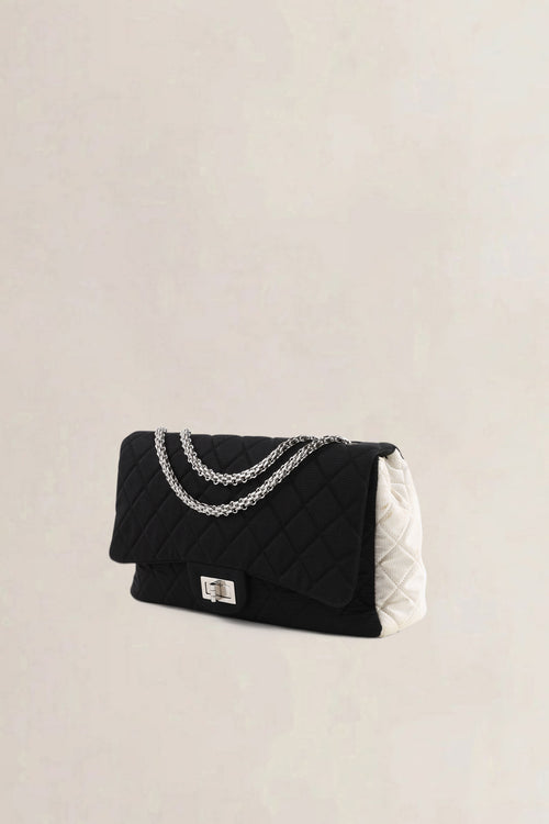 Chanel Black/White Cloth 2.55 Reissue Crossbody Bag