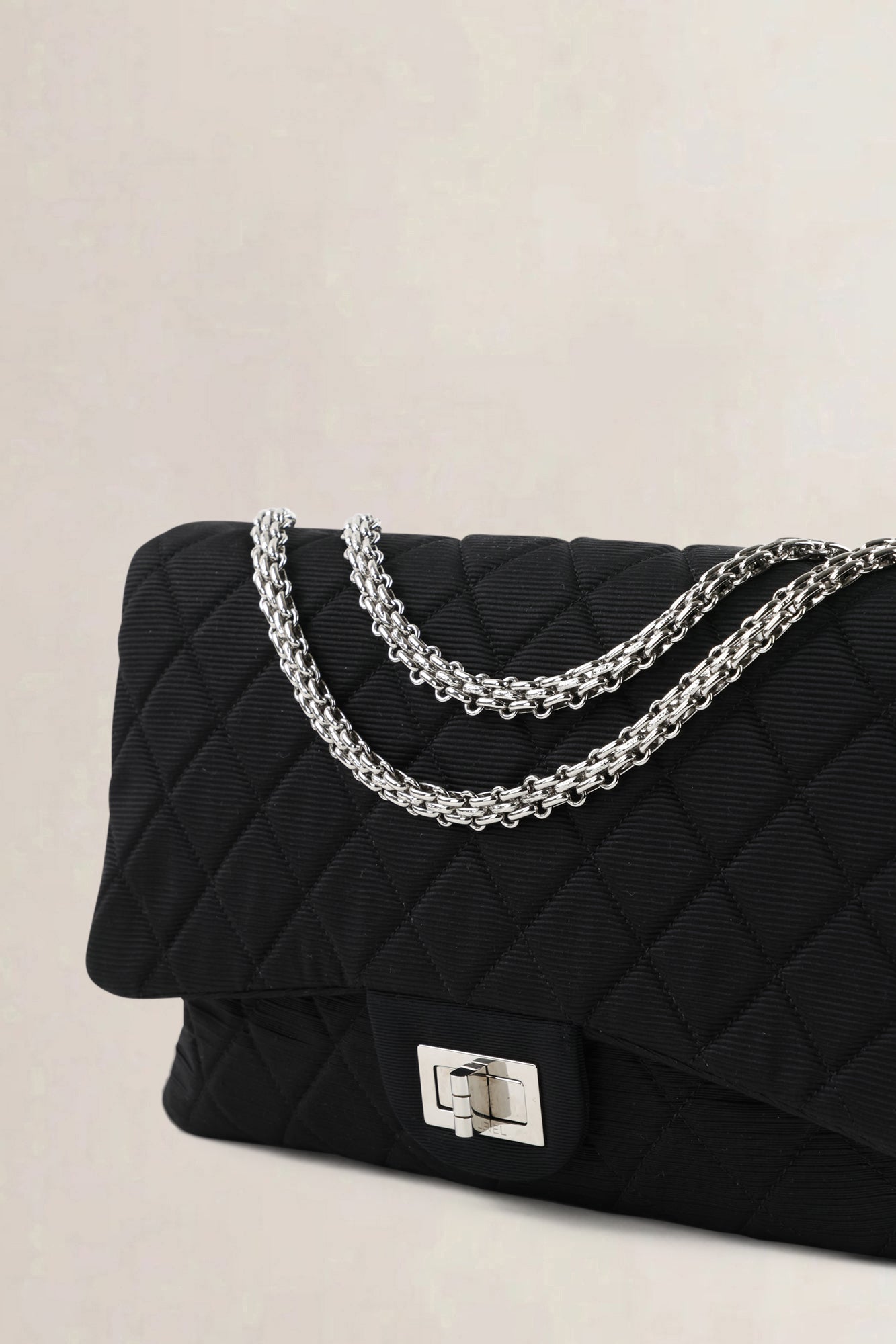 Chanel Black/White Cloth 2.55 Reissue Crossbody Bag