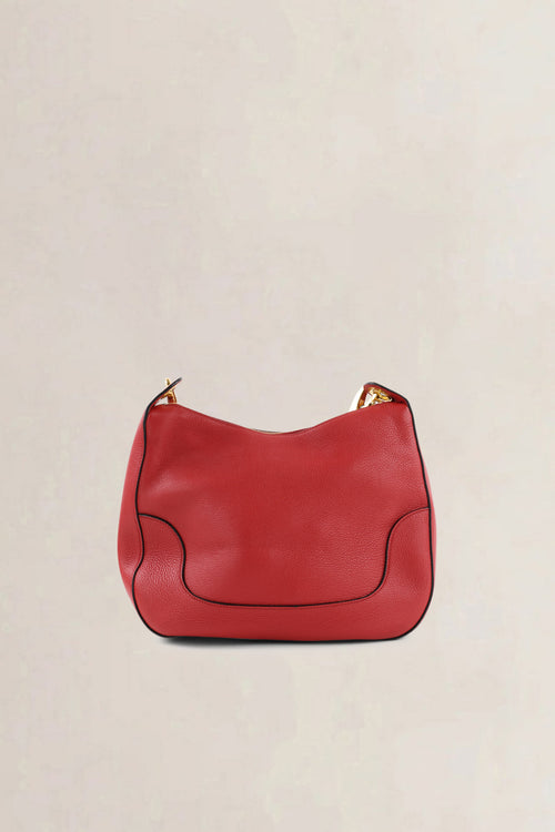 Prada Rosso Vitello Phenix Striped Strap Zip Shoulder Bag