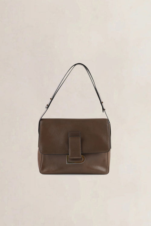 Delvaux Taupe Leather Poirier Crossbody Bag