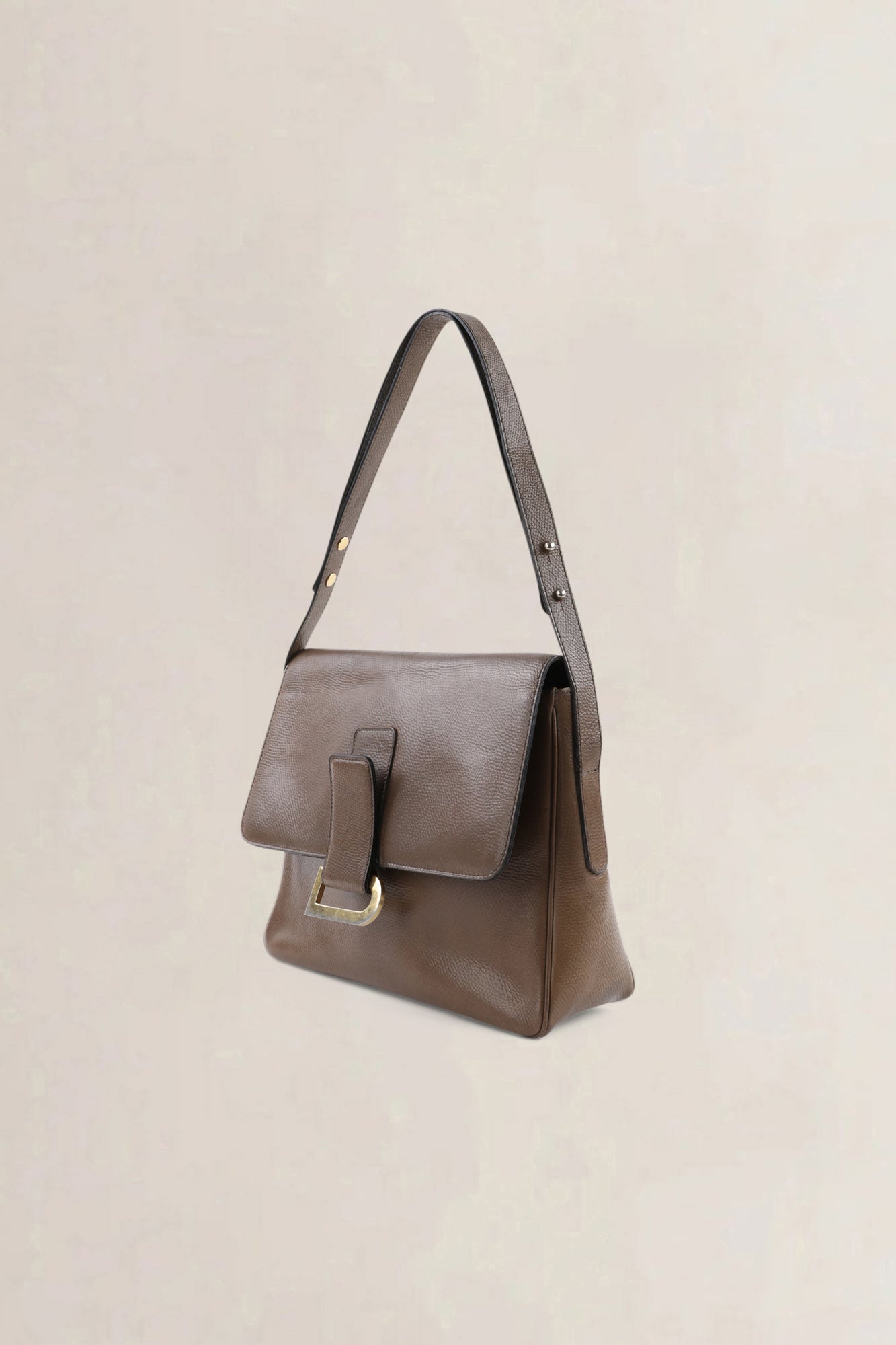 Delvaux Taupe Leather Poirier Crossbody Bag