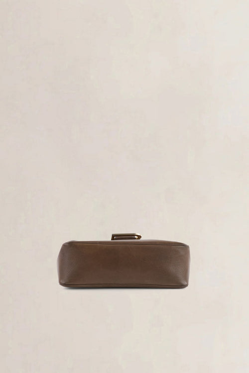 Delvaux Taupe Leather Poirier Crossbody Bag