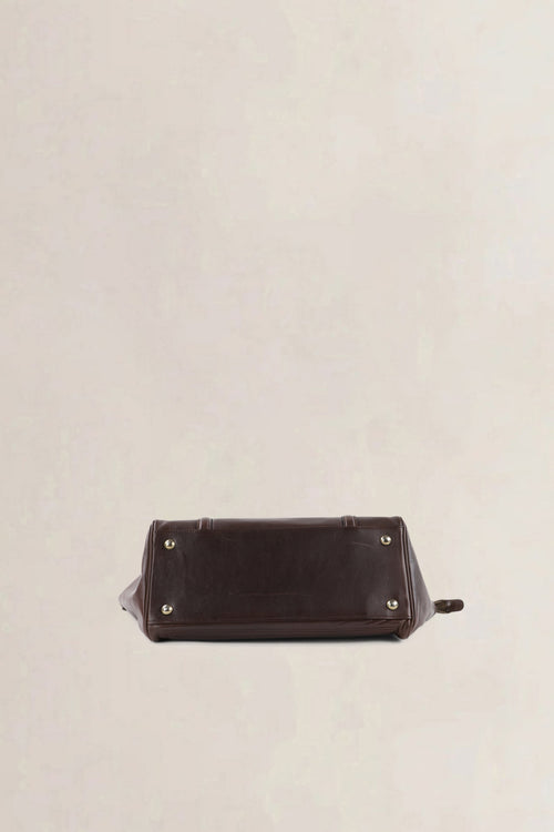 Delvaux Dark Brown Louise Boston Top Handle Bag