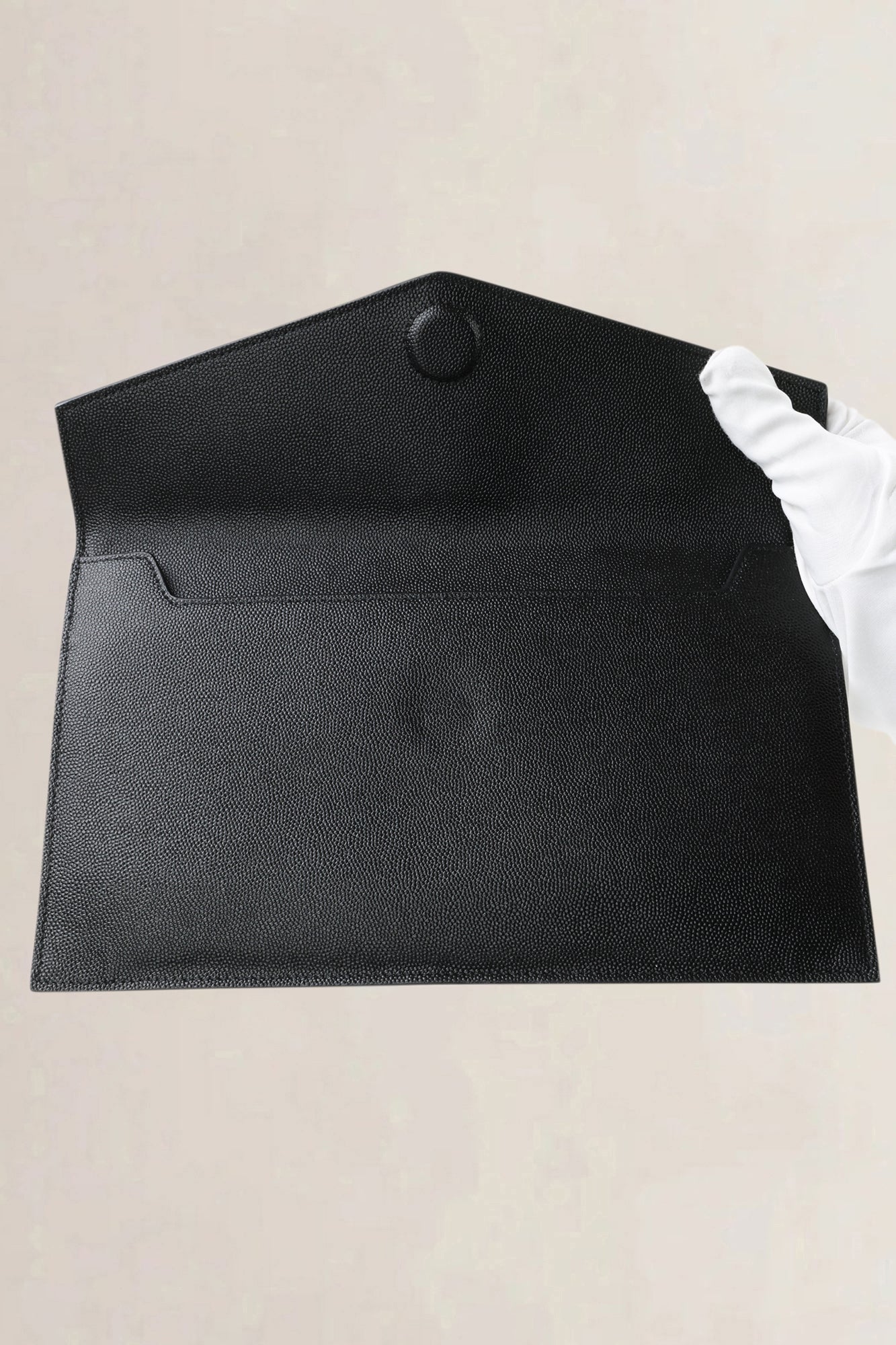YSL Black Grained Calfskin Uptown Clutch