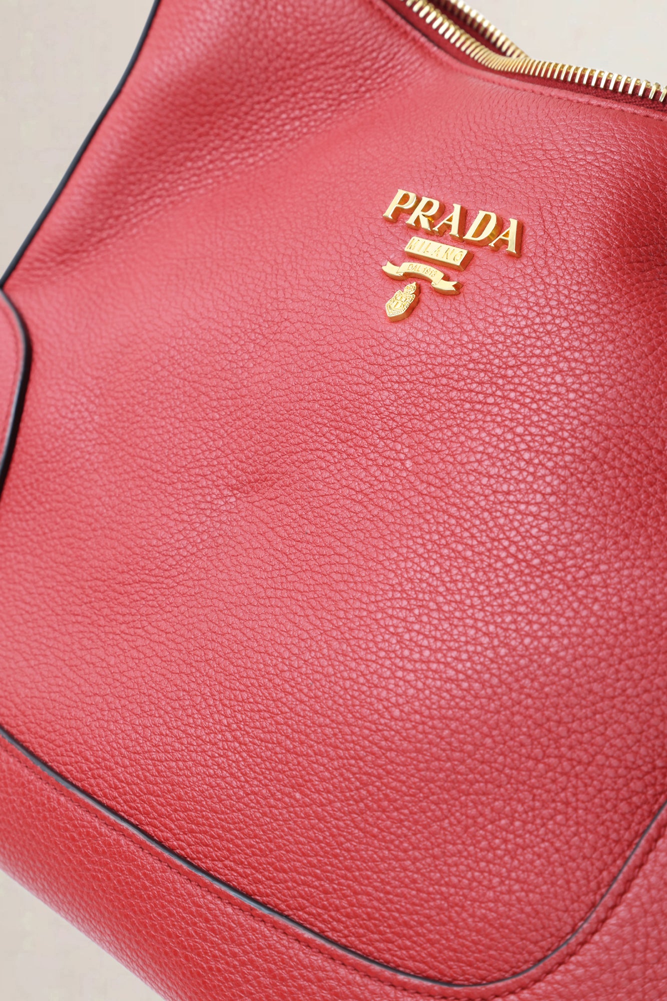 Prada Rosso Vitello Phenix Striped Strap Zip Shoulder Bag