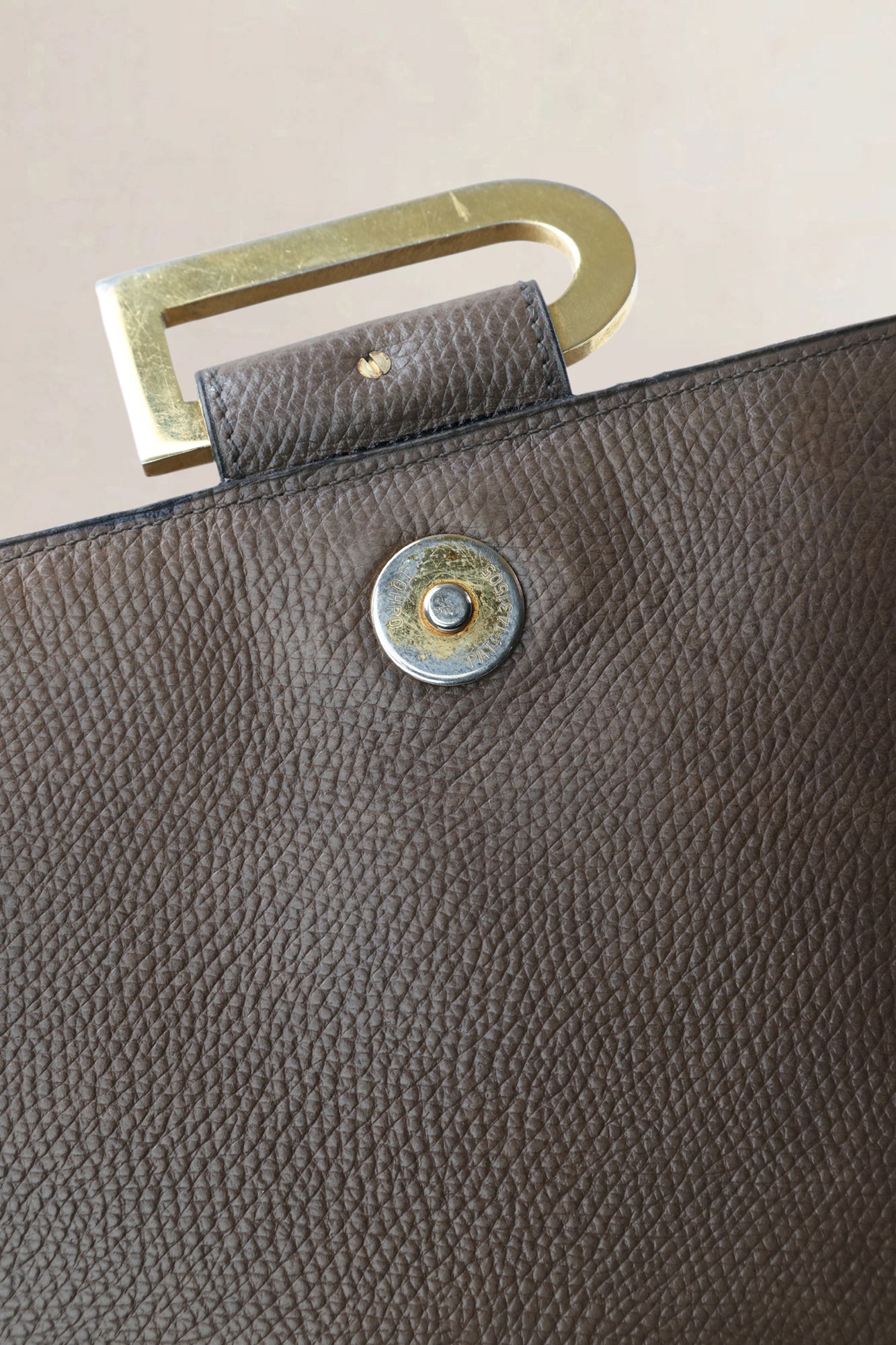 Delvaux Taupe Leather Poirier Crossbody Bag