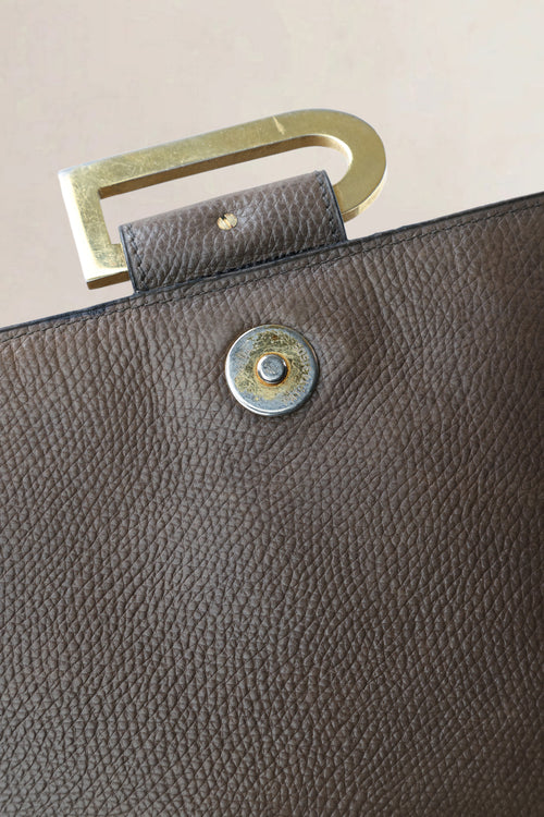 Delvaux Taupe Leather Poirier Crossbody Bag