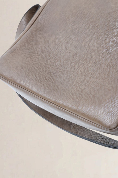 Delvaux Taupe Leather Poirier Crossbody Bag